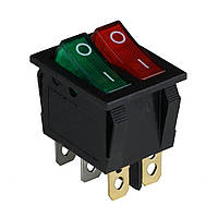 Клавишный переключатель ENERGIO KCD2-2101N Gr+Rd/Bk ON-OFF 2 клавиши с подсветкой