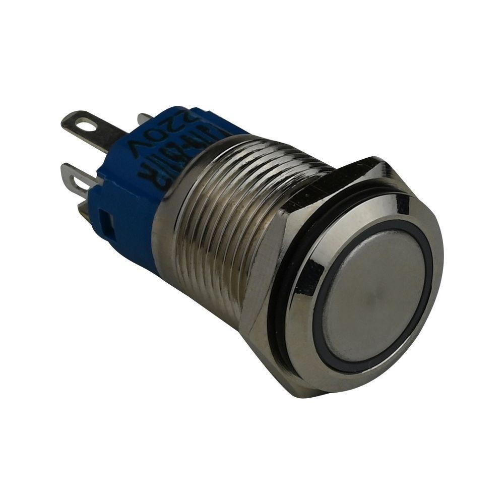 Кнопка металева ENERGIO TYJ16-261 з підсвіткою без фіксації 220В червона NO+NC, фото 1