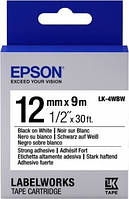 Картридж с лентой Epson LK4WBW принтеров LW-300/400/400VP/700 Strng adh Blk/Wht 12mm/9m (C53S654016)