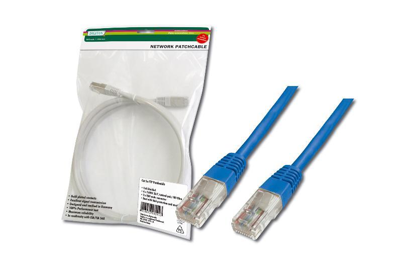 Патч-корд DIGITUS CAT 5e UTP, 2м, AWG 26/7, синього кольору (DK-1511-020/B)
