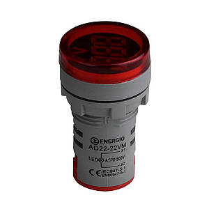Індикатор з вольтметром ENERGIO AD22-22VM червоний