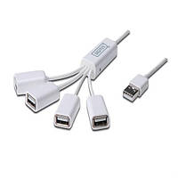 Концентратор DIGITUS 4 порта, "Паук" , USB 2.0, пассивный, White (DA-70216)