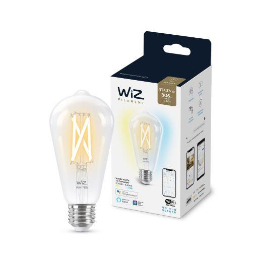 Лампа розумна WiZ, E27, 7W, 60W, 806Lm, ST64 2700-6500K філаментна Wi-Fi (929003018601), фото 1