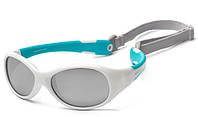 Дитячі сонцезахисні окуляри Koolsun біло-бірюзові серії Flex (Розмір: 0 ) (KS-FLWA000)