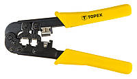 Клещи обжимные TOPEX, для обжима телефонных наконечников 6P, 8P, держатель прорезиненный, 185 мм (32D408)