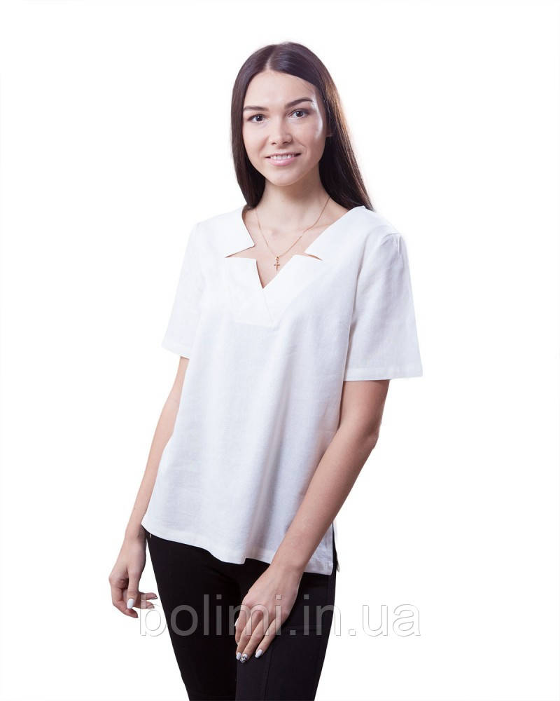 Блуза жіноча біла з коротким рукавом