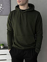 Мужской демисезонный худи базовый / спортивная кофта толстовка хаки с капюшоном однотонный весна осень