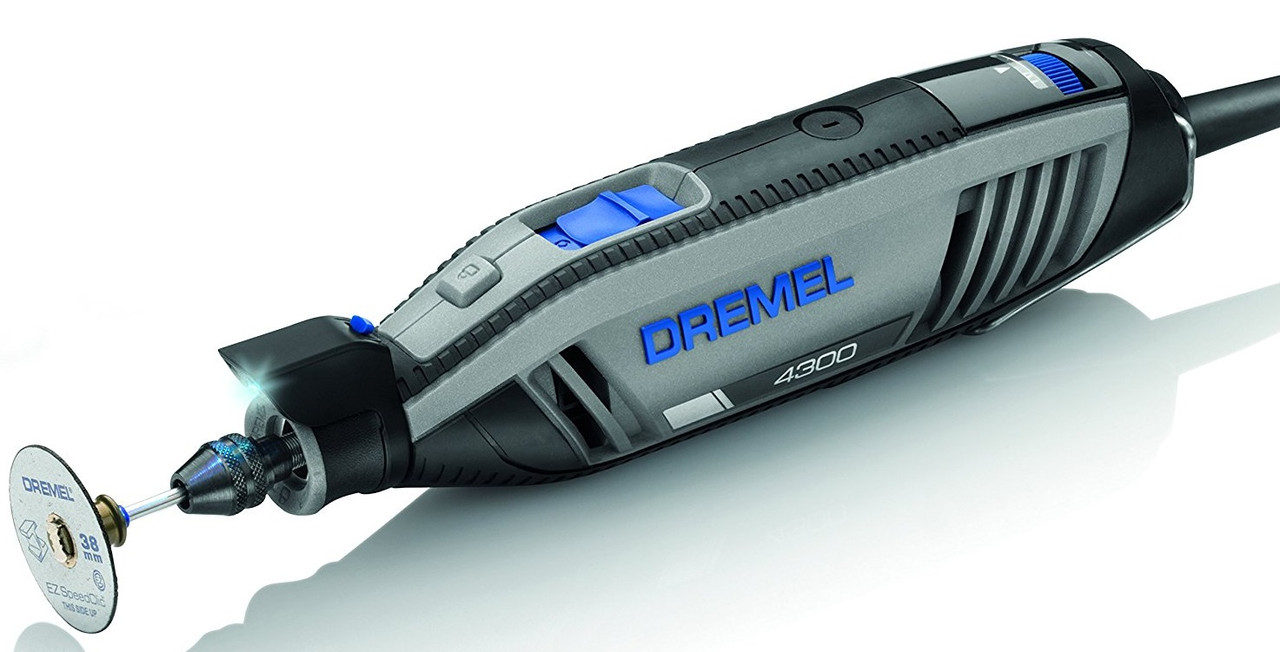 Шліфувально-гравірувальна машина Dremel 4300-3/45 (гравер), 175Вт, 5000-35000об/хв, 45 насадок, 24см, 0.66кг, LED 360°