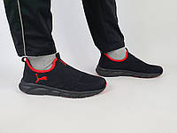 Puma Black Red Летние мужские мокасины черные с красным Пума Мужские летние кроссовки. Обувь летняя черная