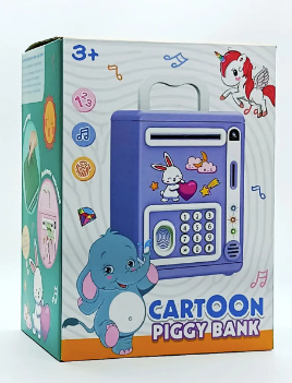 Електронна скарбничка сейф з відбитком пальця Cartoon piggy bank 5967А "Дракоші", зелена, фото 2