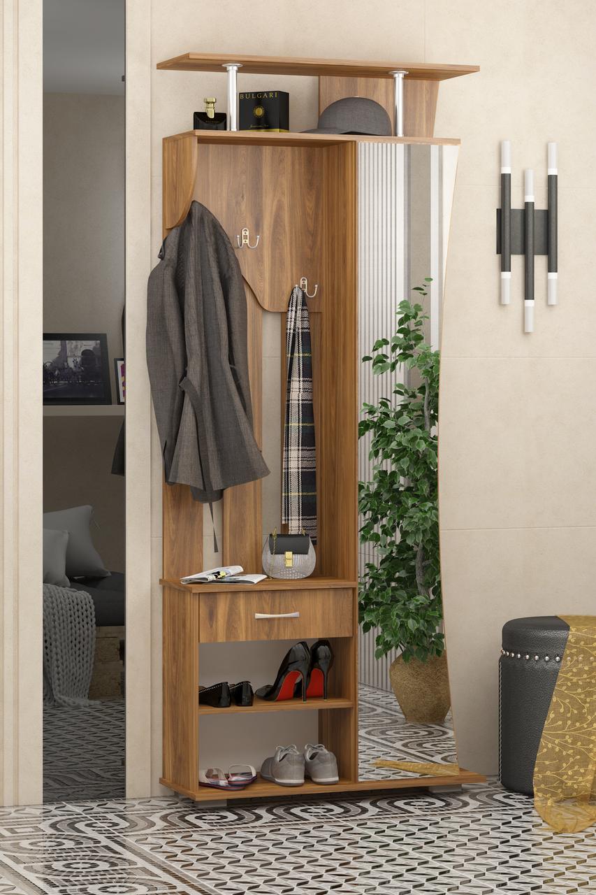 Сучасна прихожа в передпокій вішалка з дзеркалом та тумба для взуття Соло, фото 1