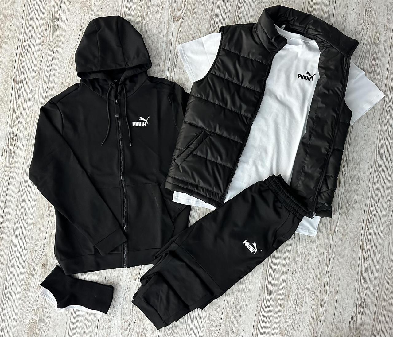 Чоловічий спортивний костюм демісезонний Puma 5в1 / комплект кофта + футболка + штани + жилетка + шкарпетки Пума