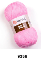 Нитки пряжа для в'язання акрил з люрексом/метанітом GOLD YarnArt Голд ЯрнАрт № 9356 - яскравий  рожевий
