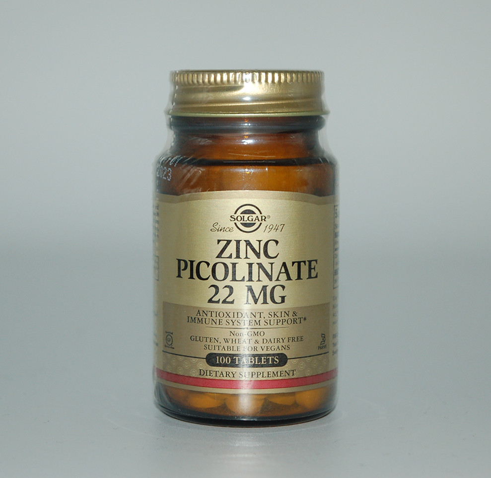 Цинк піколінат (Zinc Picolinate), Solgar, 22 мг, 100 таблеток