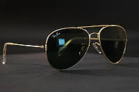 Топ Очки Ray Ban 3025 Aviator Капли Мужские и Женские классической золотой оправе Ретро линзы темно-зеленые