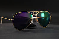 Літо Окуляри Ray Ban 3025 Aviator Чоловічі Жіночі класичної золотої оправи з фіолетовими дзеркальними лінзами
