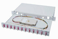 Оптична панель DIGITUS 19' 1U, 12xLC duplex, incl, Splice Cass, OM4 Color Pigtails, Adapter (DN-96331-4)