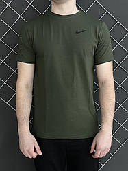 Футболка чоловіча Найк хакі літня / спортивна футболка Nike бавовняна