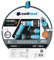 Набор для полива Cellfast HOBBY ATS2 , 1/2 , 20м с оросителем и комплектом подключения ERGO, шланг 6 слоев