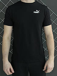 Чоловіча футболка Пума чорна літня / спортивна футболка Puma бавовняна
