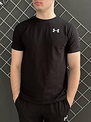 Чоловіча футболка Андер Армор чорна літня / спортивна футболка Under Armour бавовняна