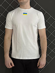 Чоловіча футболка прапор України біла літня / патріотична спортивна футболка прапор бавовняна