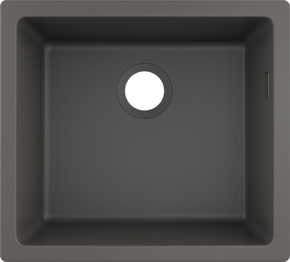 Мийка кухонна Hansgrohe S51, граніт, квадрат, без крила, 500х450х190мм, чаша - 1, врізна, S510-U450, сірий камінь (43431290)