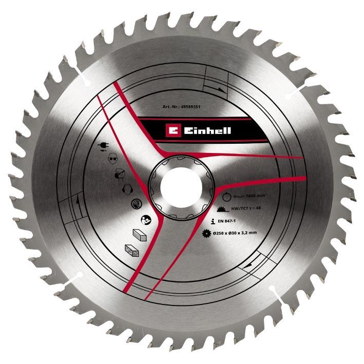 Диск пильний TCT KWB до торцової пилки Einhell, 250х30 мм, 48 зубців (589351)