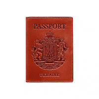 Кожаная обложка на паспорт с украинским гербом коралловая обложка для паспорта гражданина Украины из кожы