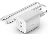 Сетевое ЗУ Belkin Home Charger 65W GAN PD PPS Dual USB-С - USB-С 2m (WCH013VF2MWH-B6)