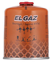 Баллон-картридж газовый EL GAZ ELG-400, бутан 450 г, для газовых горелок, с двухслойным клапаном, одноразовый