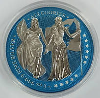 Срібна кольорова монета «Алегорії - Німеччина і Колумбія » 2019