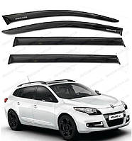 Дефлекторы окон Renault Megane III wagon 2008-2014\Ветровики Рено Меган 3 универсал