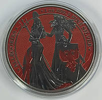Срібна кольорова монета «Алегорії - Британія та Германія» 2019
