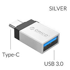 Перехідник адаптер ORICO OTG USB Type-C to USB 3.0 CBT-UT01-BK-BP Black Сріблястий