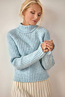 Теплый женский свитер из мериноса, Вязаный шерстяной свитер в полоску, Укороченный женский свитер