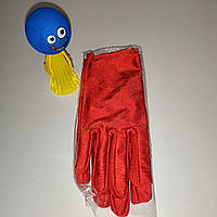 Красные атласные детские перчатки. От 4 до 8лет, Размеры S M.