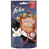 Сухой корм для кошекFelix Party Mix Mixed Grill для кошек, гриль микс со вкусом курицы, говядины и лосося, 60