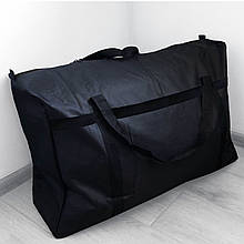 Велика чорна сумка баул 90 x 48 см тканинна водовідштовхувальна, дорожний пакет текстильний для речей, мішок для переїзду