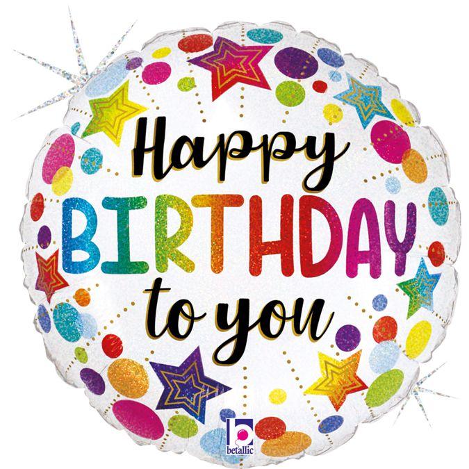 Grabo 18" Happy Birthday глітер і горох голографія — В УП, фото 1