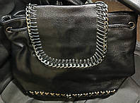 Рюкзак городской женский Экокожа + натуральная кожа черный классический молодежный сумка-рюкзак для прогулок