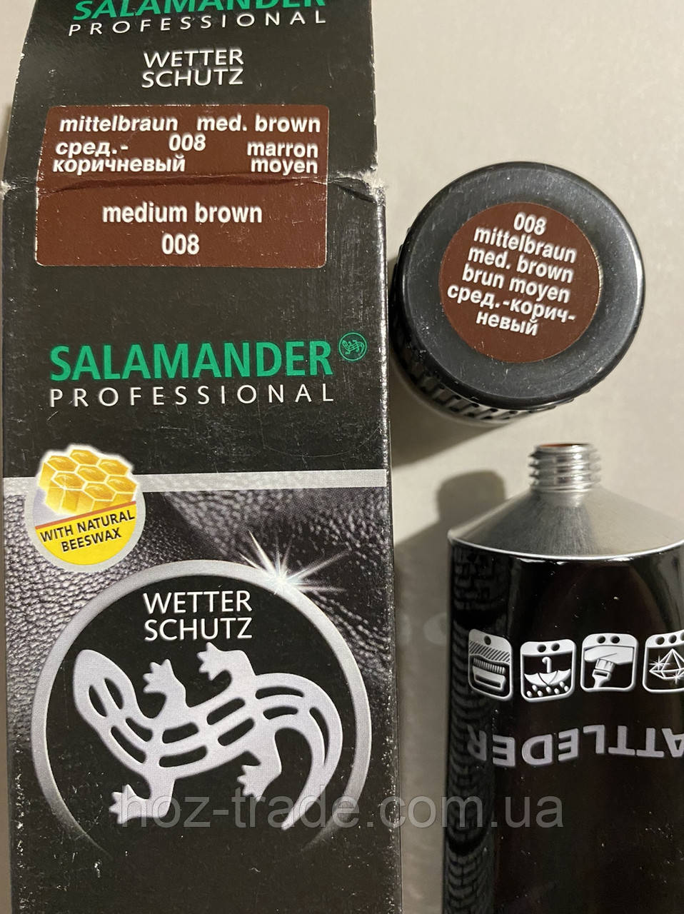 Крем середньо-коричневий для взуття Salamander 008 Уцінка Німеччина