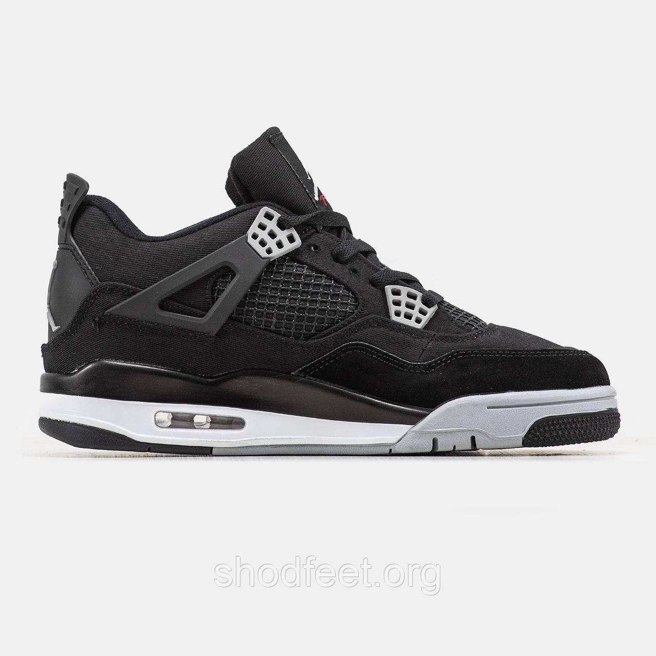 Кросівки чоловічі Air Jordan 4 Retro SE Black Canvas, фото 1
