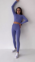 Спортивний жіночий топ в рубчик S/M, Бузковий, фото 4