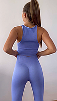 Спортивний жіночий топ в рубчик S/M, Бузковий, фото 3