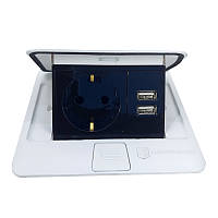 Розетка для підлоги врізна  Білий 16 А  + 2 USB 2,1 А IP44, фото 2