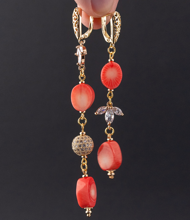 Серьги из натурального коралу авторской работы., фото 1