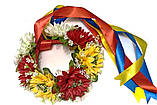 Український вінок Квіти дорослий корона зі стрічками, фото 6