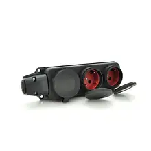 Колодка для мережевого фільтра PiPO PP/SP-3133/3/44/16B, 16А, 220-240В, IP44 Black із заглушкою, із заземленням 3 гнізда