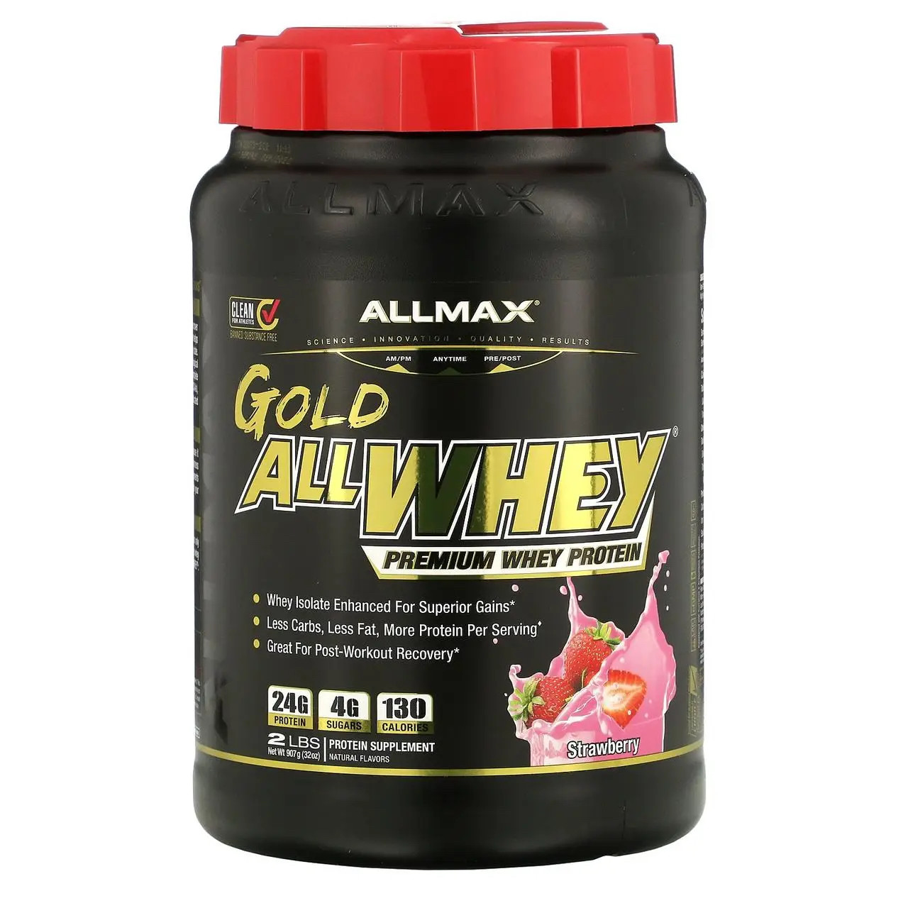 ALLMAX Nutrition, AllWhey Gold, 100% сывороточный протеин премиум-качества, со вкусом клубники, 907 г - фото 1 - id-p1548589614